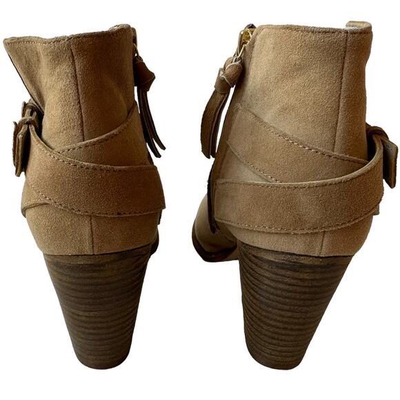 Boden Boots Tan Faux Suede Western Ankle Boot Studs Straps Women's Size 36 5.5 - Picture 9 of 11